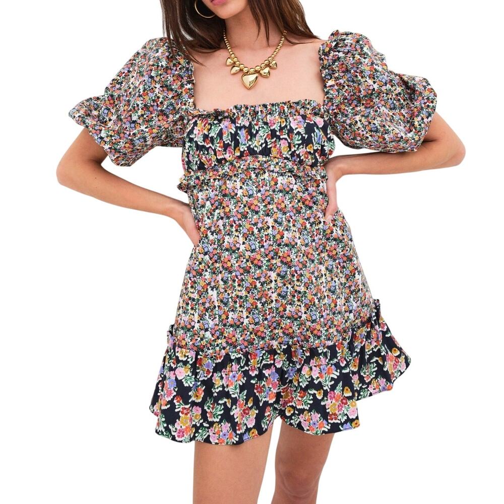 For Love & Lemons Floral Multicolor Hudson Mini Dress Size S